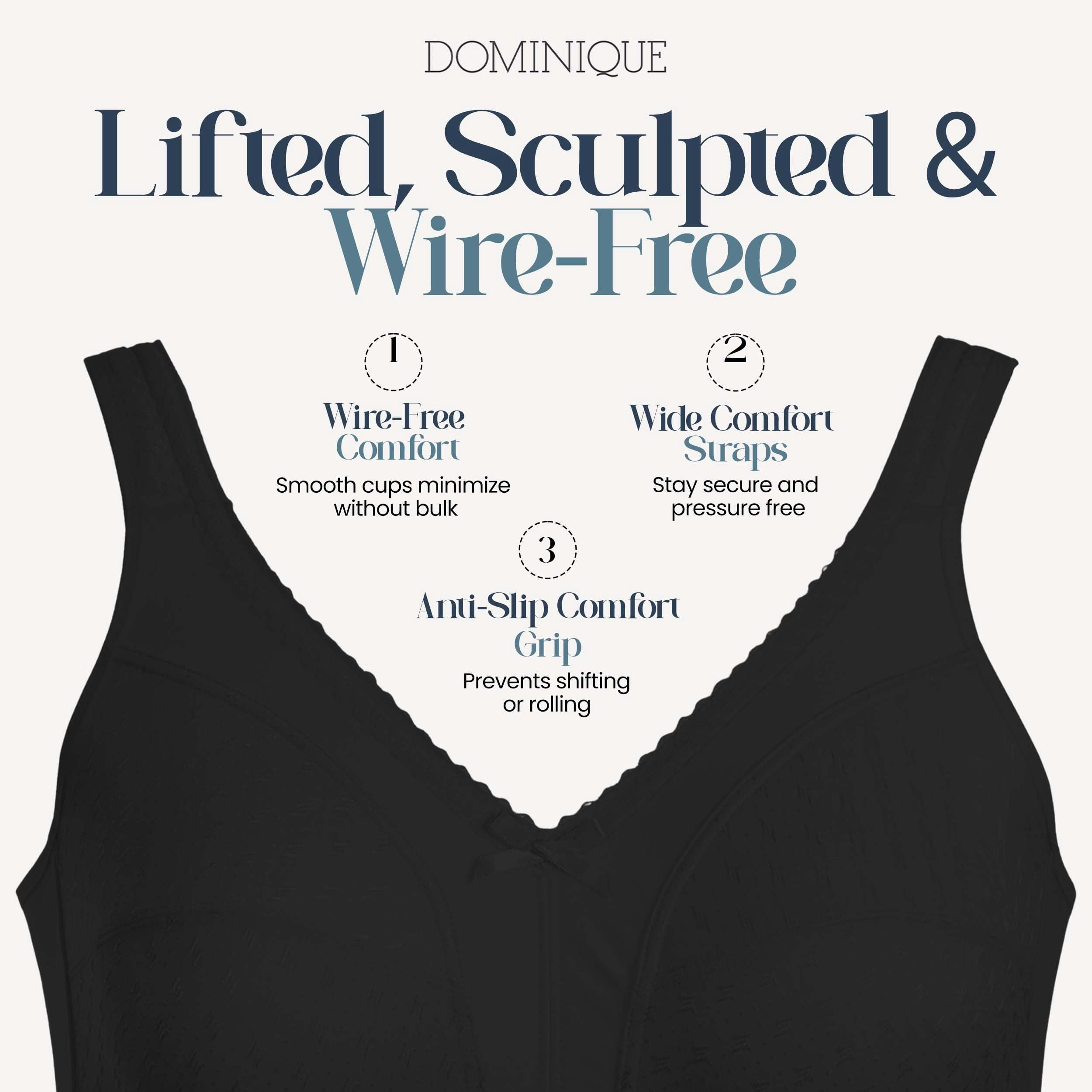 Dominique Women’s Marcelle Wire Free Comfort Bra #5360 – Cotton Lined Soft Cup, Wide Straps, Everyday Support - Lingerie for Women