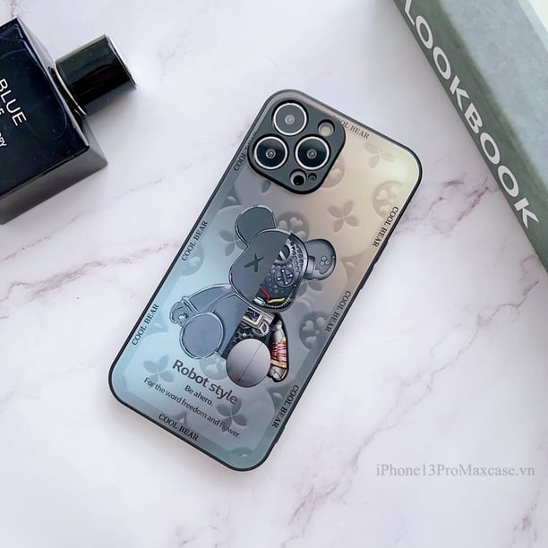 Funda Para Teléfono De Vidrio Oso Violento De Maquinaria Negra Fresca Para IPhone 11 12 13 Pro Max 14 Plus
