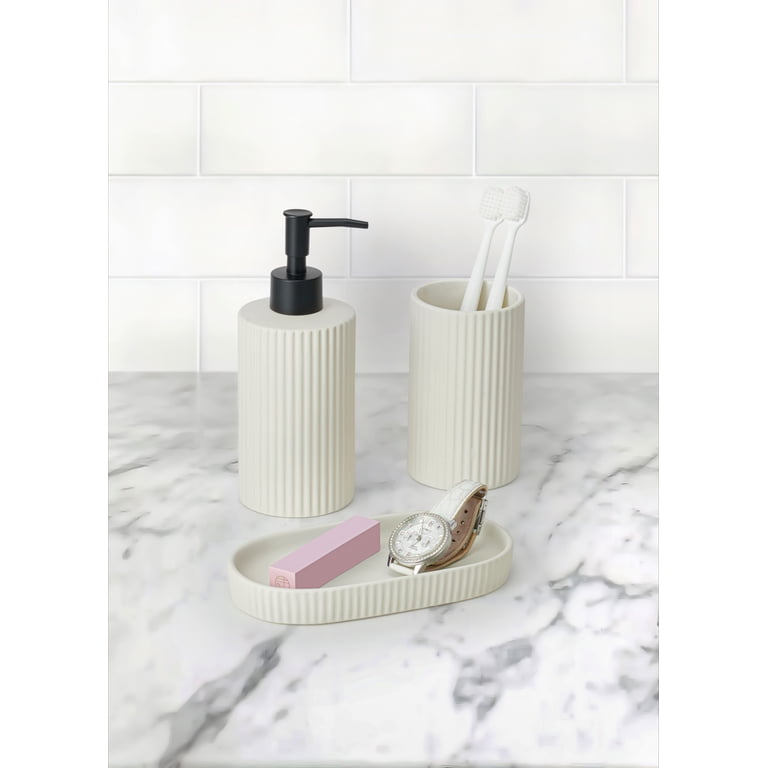 Mainstays 3-Piece White Bath Accessory Set with Tumbler, Soap