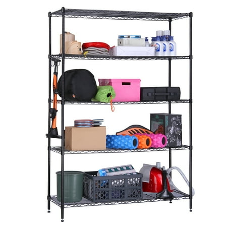 Extra Large Wood Rack - LANGRIA 5 Tier Heavy Duty Extra Large Garage Kitchen Wire Shelving Unit Storage Organization Rack