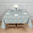 thumbnail image 3 of Lightblue Daisy Flower Green Dots Pattern Square Tablecloth,Waterproof Square Table Cover,Wipeable Spillproof Washable Table Cover for Home Kitchen Party Decor 52"x52"(132x132cm), 3 of 6