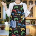 thumbnail image 6 of Multicolor Controllers Games Text Black Apron-Garden Aprons for Women with Pockets-Cotton Linen Waterproof Kitchen Cooking Gardening Aprons Adjustable for Kitchen,Cooking,BBQ and Salon 33x27 Inch, 6 of 7