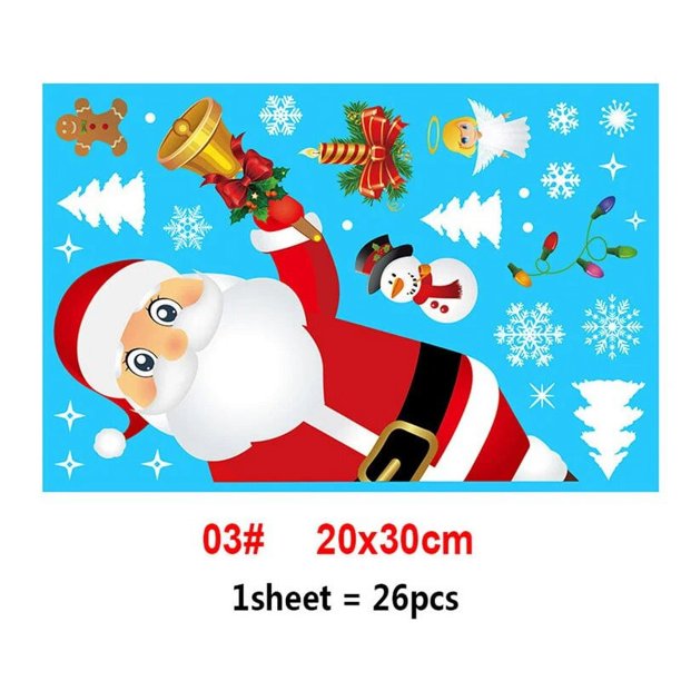 Pegatinas navideñas para ventana, película decorativa de vidrio, decoración de Feliz Navidad para el hogar, pegatina de pared de PVC, calcomanías de pared para habitación de niños, Año Nuevo