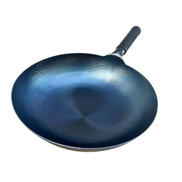 Luzkey Nonstick Wok Wok Pan 13.39'' Cooking Wok Uncoated Boiling Iron Wok Chinese Wok for Pancakes Meat Sandwiches Fried Bread Toast without cover