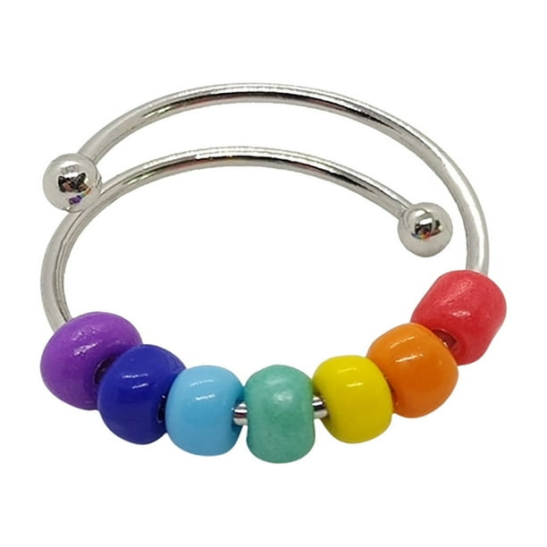 Anillos para mujeres, regalos para mujeres, anillos de cuentas, anillos giratorios ajustables, paquete de anillos apilables, anillos para la ansiedad, mujeres, hombres, regalo del anillo