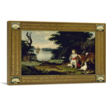 ARTCANVAS Peaceable Kingdom 1828 Canvas Art Print by Edward Hicks - Size: 26" x 18" (0.75" Deep)