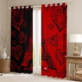thumbnail image 2 of Manfei Romantic Eiffel Tower Curtains Pack of 2 (42x84 Each), Valentines Day Curtains Blackout, Black Red Love Heart Bedroom Curtains, Living Room Curtains Decor, 2 of 6