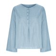 thumbnail image 3 of Birdeem Women Solid Color Tops Button V Neck T-Shirts Blouse, 3 of 6