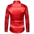 thumbnail image 3 of Fesfesfes Long Sleeve Shirt Mens High Quality Casual Glossy Long-Sleeved Lapel Shirt Clearance, 3 of 5