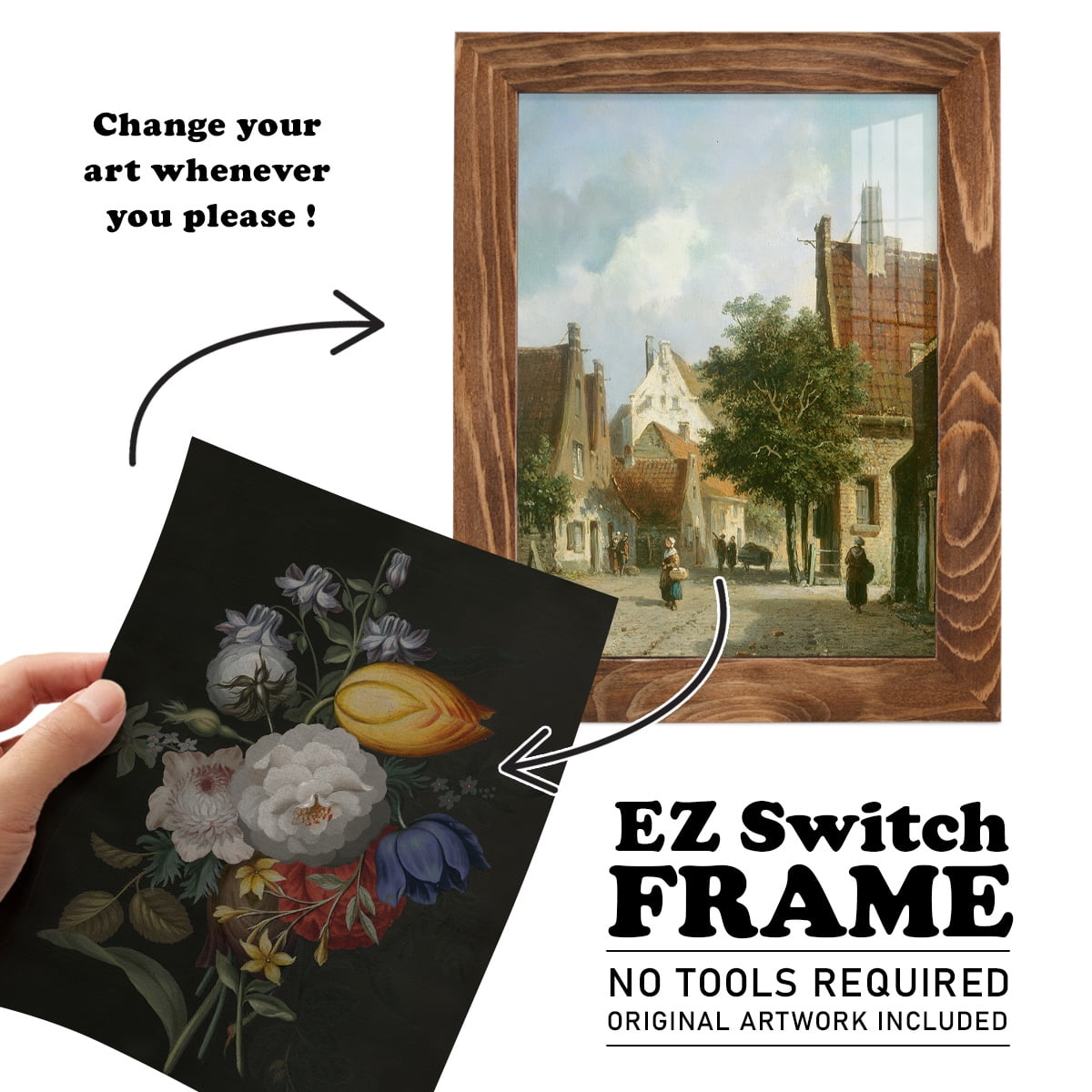Dramatic Bouquet III -Framed Print w/glass-Walnut