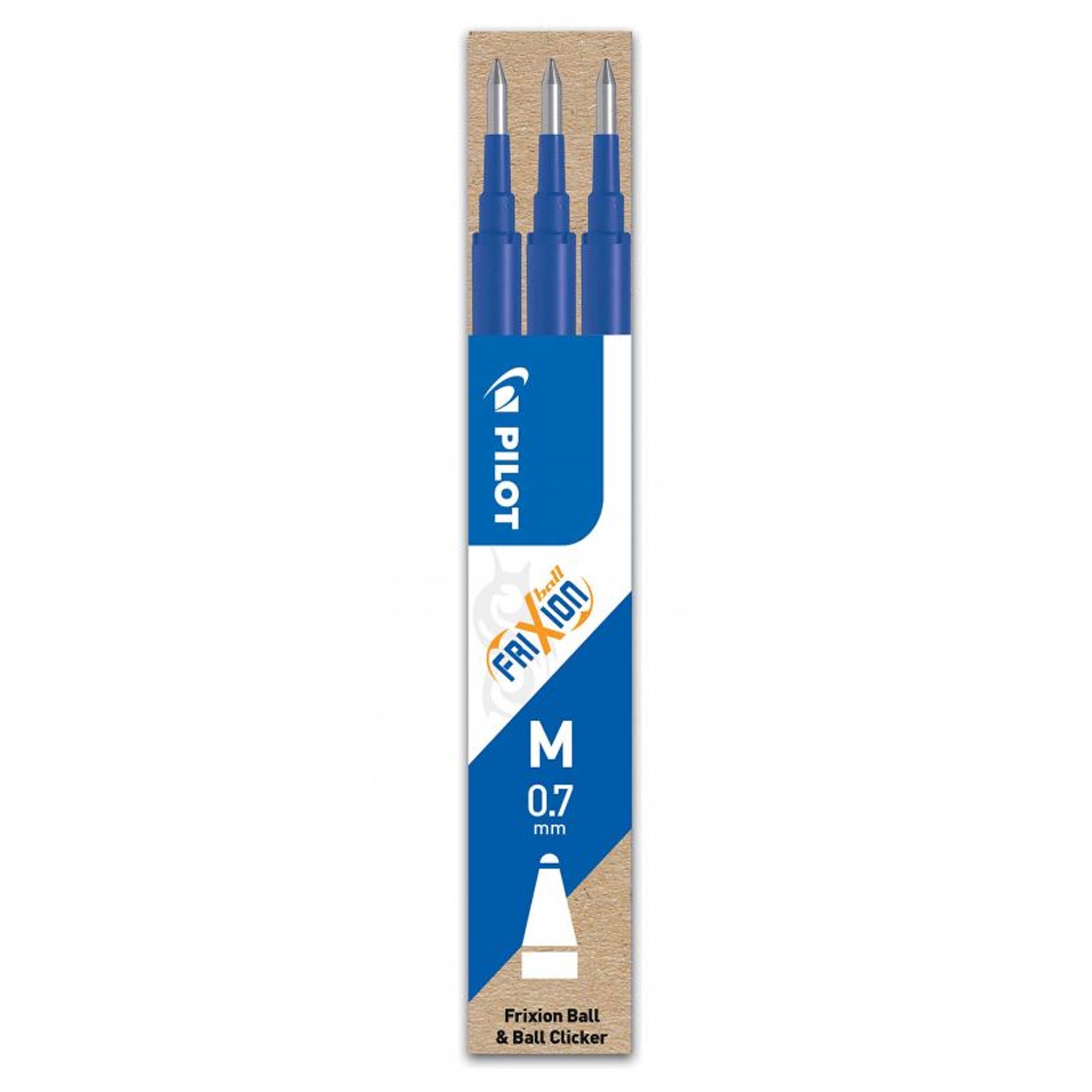 Pilot Frixion Heat Erasable Rollerball Pen FR7 - Medium 0.7mm - Blue Wallet of 3 Pens + 3 Refills