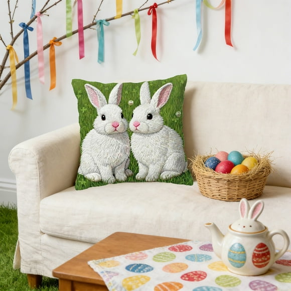 CaiYueKe Easter Pillow Cover Decorative Couch Throw Pillow Case Spring Home Decor Holiday Accent Pillow Sham Seasonal Living Room Bedroom Sofa Cushion