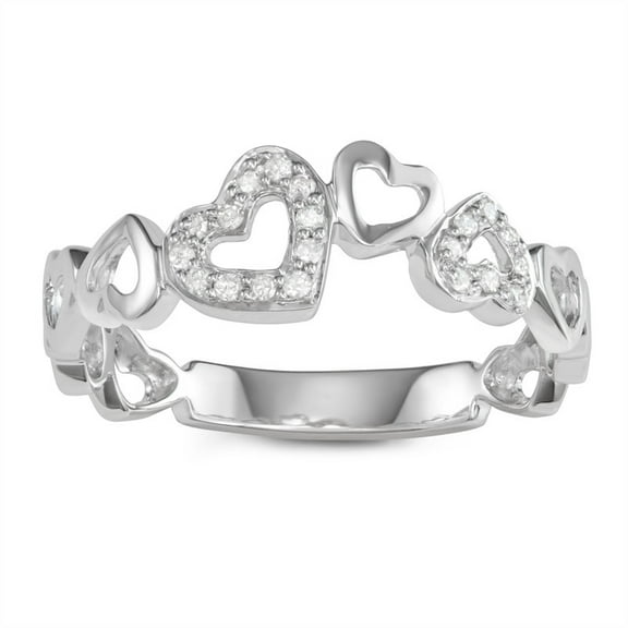 MyDiamondBox 1/10 Carat Total Weight (cttw) Sterling Silver, Eternity Heart Diamond Ring for Women (Size: 5)