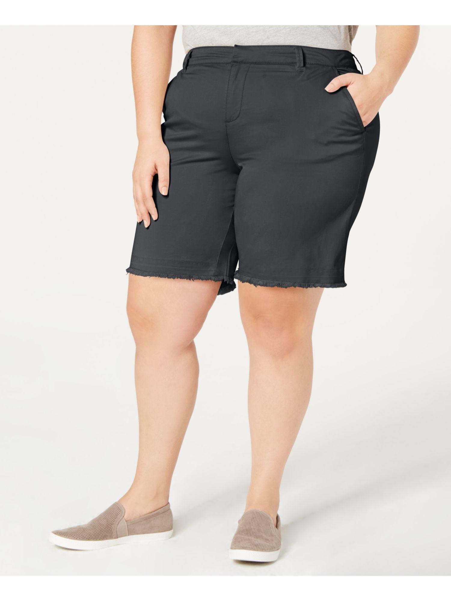 Style & Co. STYLE & COMPANY Womens Gray Pocketed Shorts Size 24W