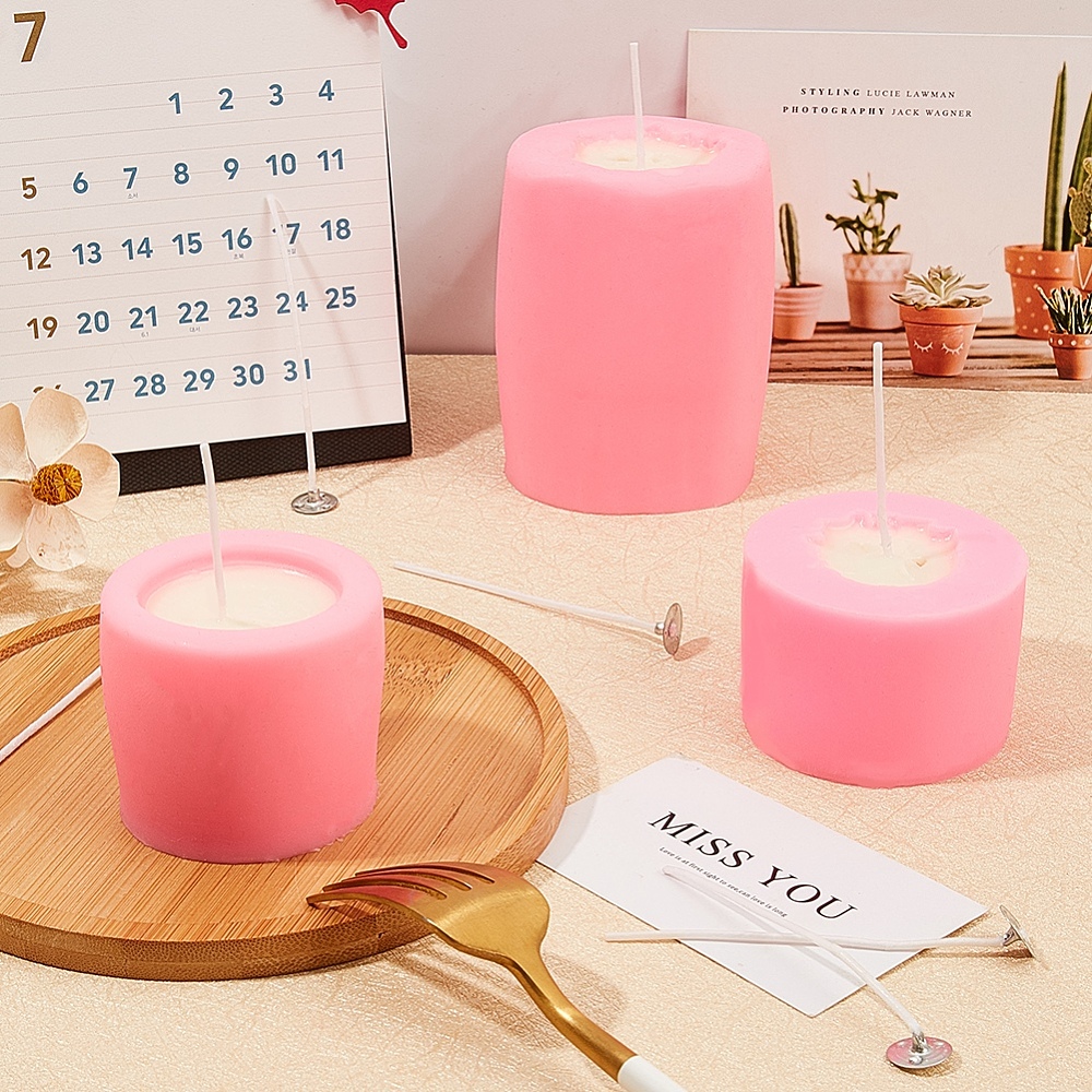 DIY Candle Making Kits with Silicone Molds Paraffin Candle Wicks Hot Pink about 54pcs/set