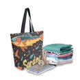 thumbnail image 2 of FORMRS Womens Canvas Tote Bag with Zipper Inner Pocket Shoulder Handbag, Black Sardines Pattern, 2 of 7