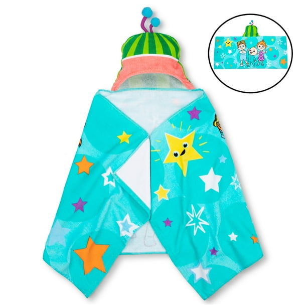 Kids Bath Hooded Towel Wrap, 51 x 22, Cotton, Blue, Moonbug