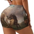 thumbnail image 2 of Naloa Three Horses Oil Painting Biker Shorts for Women Seamless Scrunch Short Women’s Yoga Shorts for Gym Running Sport Shorts - X-Large, 2 of 9