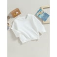 thumbnail image 3 of Bagilaanoe Toddler Baby Girl Boy Casual Sweatshirt Long Sleeve Solid Color Pullover 6M 12M 18M 24M 3T Kids Fall Loose Tee Tops, 3 of 8