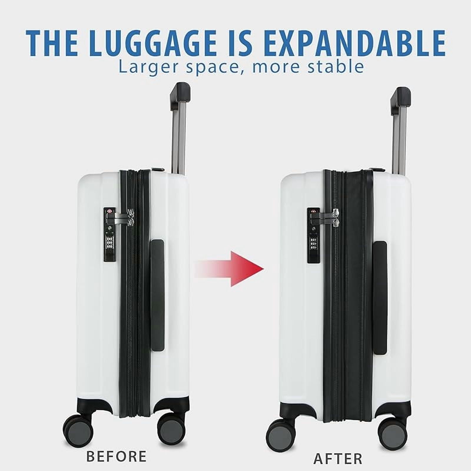 Hardside Expandable Carry On Luggage with Spinner Wheels & Built-in TSA Lock, Durable Suitcase Rolling Luggage with USB Port, Carry-On 20-Inch