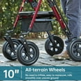 thumbnail image 3 of ELENKER Upright Rollator Walker, All-Terrain Stand up Rolling Walker with 10" PU Wheels for Seniors Red, 3 of 6