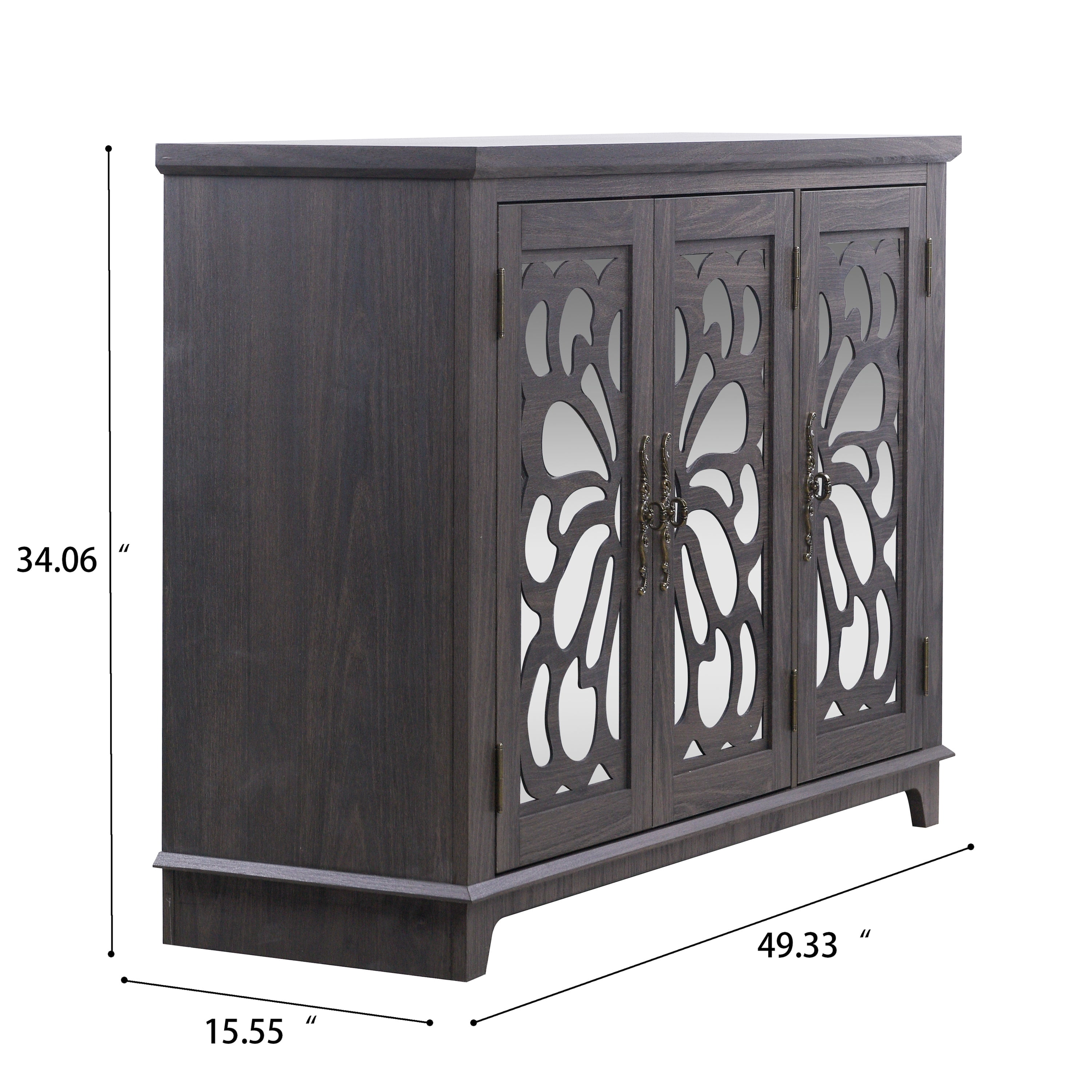 Sailvan 3-Mirrored Door Sideboard, 49.33" Spacious Countertop Buffet with Adjustable Shelves