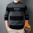 thumbnail image 2 of Suéter de hombre con forro polar de piel de hurón, cuello redondo grueso, parte superior suelta, suéter cálido de invierno para hombre, 2 of 5