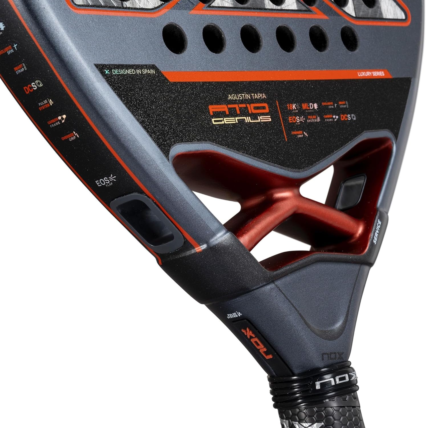 Padel Racket AT10 Genius 18K Alum by Agustin Tapia 2025 | Luxury Teardrop Pala Padel, Enhanced EOS Flap & NOX Custom Grip Technology Dual Texture Spin Control Advanced Pala de Padel Elite Performance