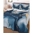 thumbnail image 3 of Quilts Twin XL Size, Navy Blue Marble Soft Comforter Bedding Set for Bed, Modern Abstract Ink Painting Lightweight Quilted Bedspread with Pillow Cover(2 Pieces) for All Season, 68x98 Inch, 3 of 6