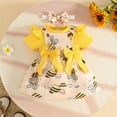 thumbnail image 4 of WOYY Infant Girls Ruffle Short Sleeve Romper Cartoon Bee Jumper Dress Headband Outfits, Sizes 9-12M, 4 of 8