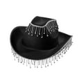 thumbnail image 5 of Milageto Western Cowboy Hat for Women Costume Accessories Wide Brim Shiny Cowgirl Hat Black, 5 of 8