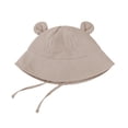 thumbnail image 4 of Girls Cotton Sun Hat Khaki – Adjustable Kids Bucket Hat with Chin Strap for Kids Outdoor UV Protection,Size 1 T, 4 of 9