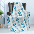 thumbnail image 4 of Cartoon Soft Flannel Fleece Throw Blanket, Lovable Elephants with Abstract Designs on Their Body Chevron Lines Dots Motifs, Cozy Plush for Indoor and Outdoor Use, 50" x 70", Grey Blue, by Ambesonne, 4 of 5