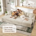 thumbnail image 2 of Marrber Corduroy&nbsp;Modular Sectional Sleeper Couch Pull-Out Sofa Bed with Storage Seats and Ottomans for Living Room, Apartment, White, 2 of 9