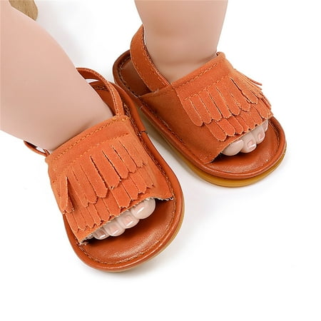 

NEGJ Boys Girls Open Toe Tassels Shoes First Walkers Shoes Summer Toddler Flat Sandals