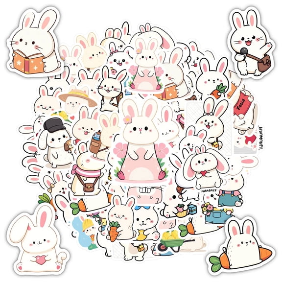 35pcs-50pcs Adorable Stickers Bunny Stationery Stickers Animal Kids Stickers for Luggage Laptop Phone