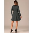 thumbnail image 4 of DARING DIVA Houndstooth Round Neck A-Line Elegant Plaid Dress XL Dark Gray, 4 of 6