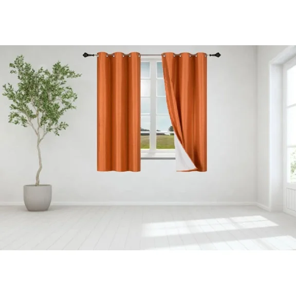 Gorgeous Home Linen 1 Set Orange Blackout Panel Window Grommet Curtain Foam Lined 35" Wide X 63" Long each pc