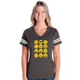 thumbnail image 1 of Womens Emoji Group Football V-Neck T-Shirt, 1 of 5