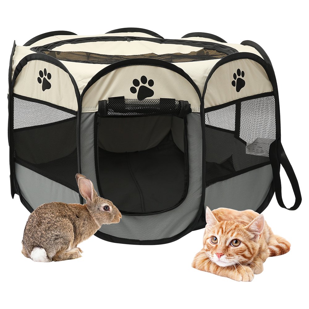 Harupink Portable Foldable Pet Tent Playpen Fence Puppy Pen Soft Kennel Cat Cage Safe Guard