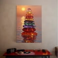 thumbnail image 6 of 1pc Stacked Rainbow - Colored Glass Stones by the Water at Sunset Framed Decor room hanging Wall Picture Decor for Home Gifts, living room, bathroom, bedroom, kitchen wall art decor canvas wall art, 6 of 6