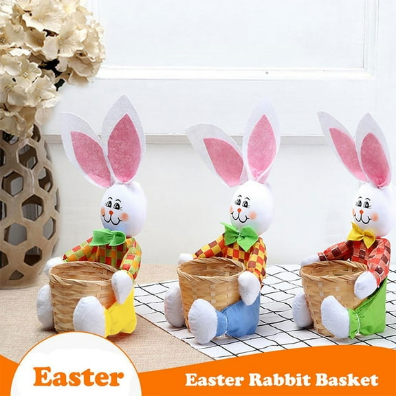 Tyidzon Easter Bunny Basket Easter Ornaments, Easter Eggs Basket, Small Easter Baskets for Egg Hunts, Spring Birthday Gift