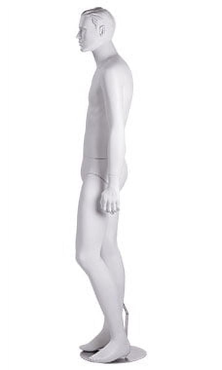 SSWBasics Male White Cameo Fiberglass Mannequin - Height 6'1" - With Base - Life Size Male