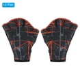 thumbnail image 3 of Uxcell Webbed Swimming Aquatic Gloves Printing Water Resistance Training Gloves Dark Gray 2Pairs, L, 3 of 6