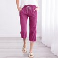 thumbnail image 2 of Prolriy Capri Pants for Women, Women High Waisted Wide Leg Pants Fashion Drawstring Elastic Trousers Comfy Straight Leg Long Pants with Pockets Women's Pants Hot Pink L, 2 of 5