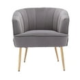 thumbnail image 4 of ARCTICSCORPION Velvet Accent Chair Club Armchair, Leisure Barrel Chair with Curved Back and Golden Metal Legs, Modern Vanity Chair Reading Chair for Living Room, Bedroom ,Office, Gray, 4 of 7