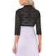 thumbnail image 3 of INSPIRE CHIC Elegante Bolero de Encaje para Mujeres, Cárdigan de Encaje Floral Transparente de Manga 3/4, Talla XS, Negro, 3 of 6