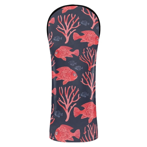 Haosy Fishes and Coral Golf Club Covers Driver Hybrid Wood Headcovers PU Leather Double-Layer Lining Replaceable Tags for Men Women