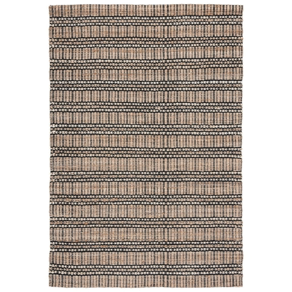 SAFAVIEH Natural Fiber Petra Striped Area Rug, Black/Natural, 5' x 8'
