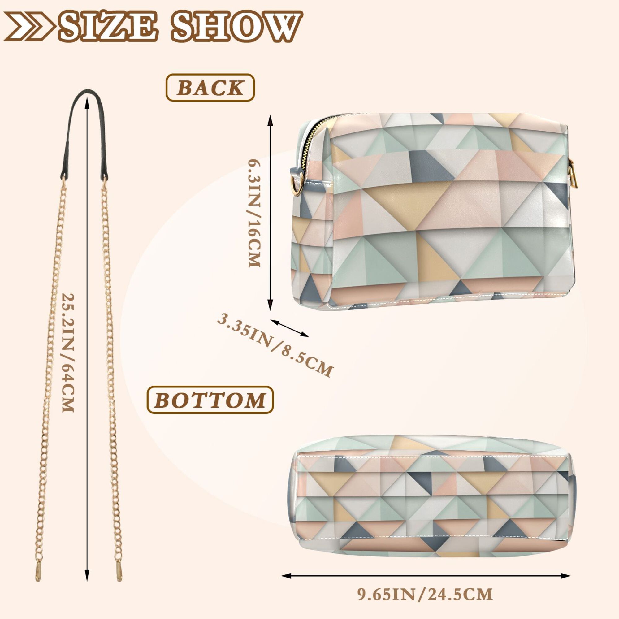 FORMRS Women Crossbody Purse with Chain Strap Vegan Leather Shoulder Handbag, Pink Geometric